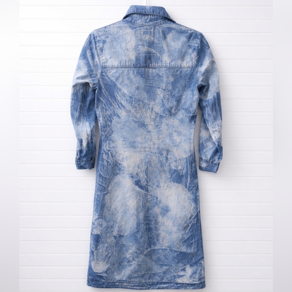Kroix Denim Lightweight Bleached Tie Dyed Shirtdress M - Picture 2 of 11